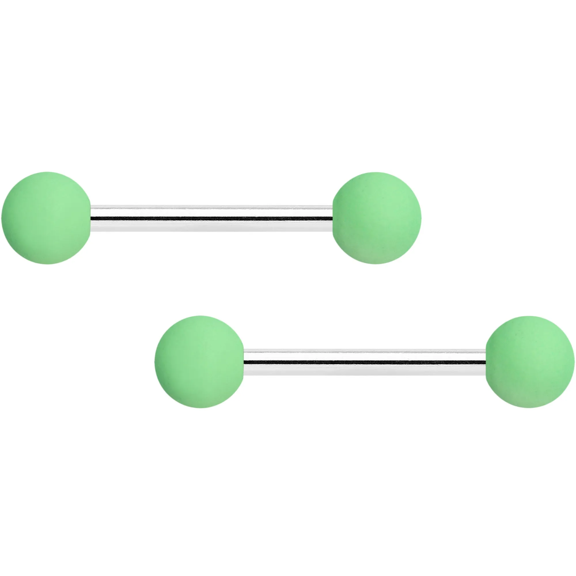 14 Gauge 9/16 Mint Green Matte Barbell Nipple Ring Set