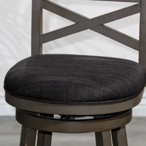 24" X-Back Swivel Stool, Weathered Gray, Charcoal Fabric Seat - Stylish & Durable