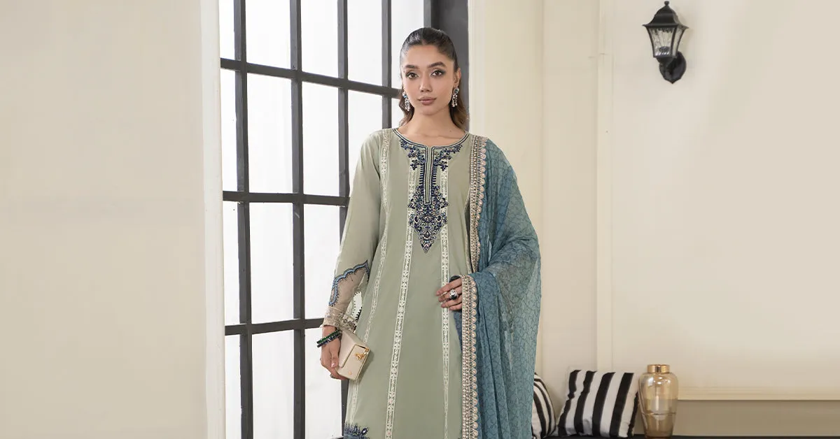 3 Piece Embroidered Lawn Suit | DW-EF24-130