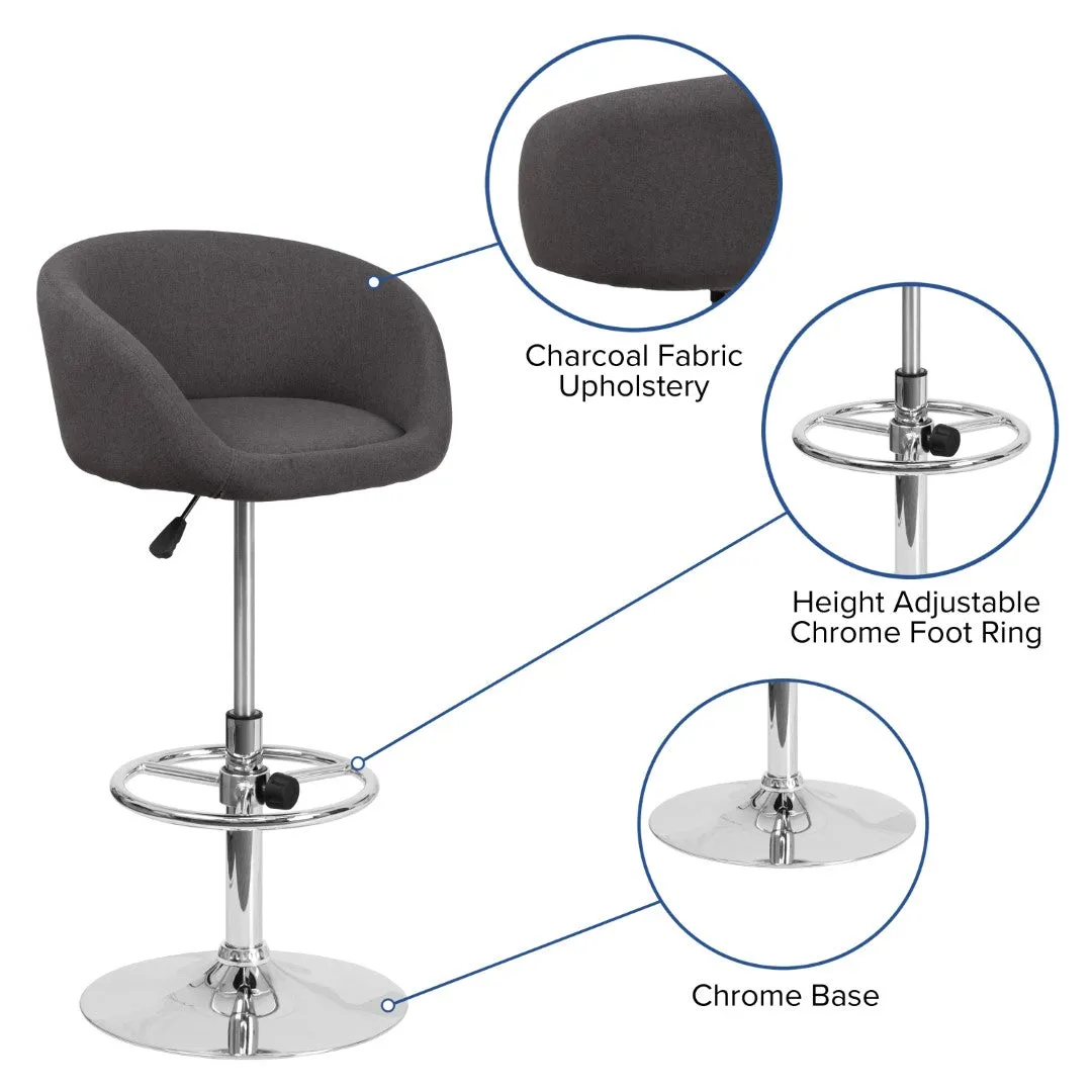 Adjusted DurangoModern Adjustable Height Barstool with Barrel Back, Chrome Base & Swivel Seat