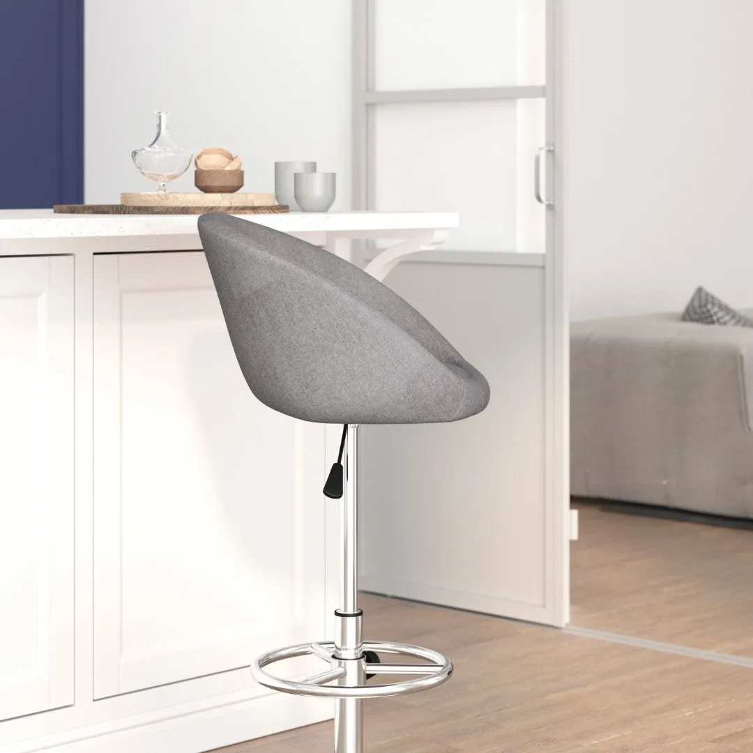 Adjusted DurangoModern Adjustable Height Barstool with Barrel Back, Chrome Base & Swivel Seat