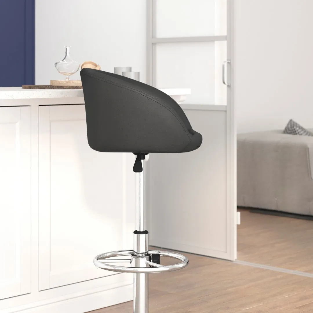 Adjusted DurangoModern Adjustable Height Barstool with Barrel Back, Chrome Base & Swivel Seat