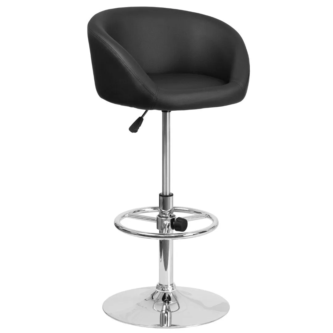 Adjusted DurangoModern Adjustable Height Barstool with Barrel Back, Chrome Base & Swivel Seat