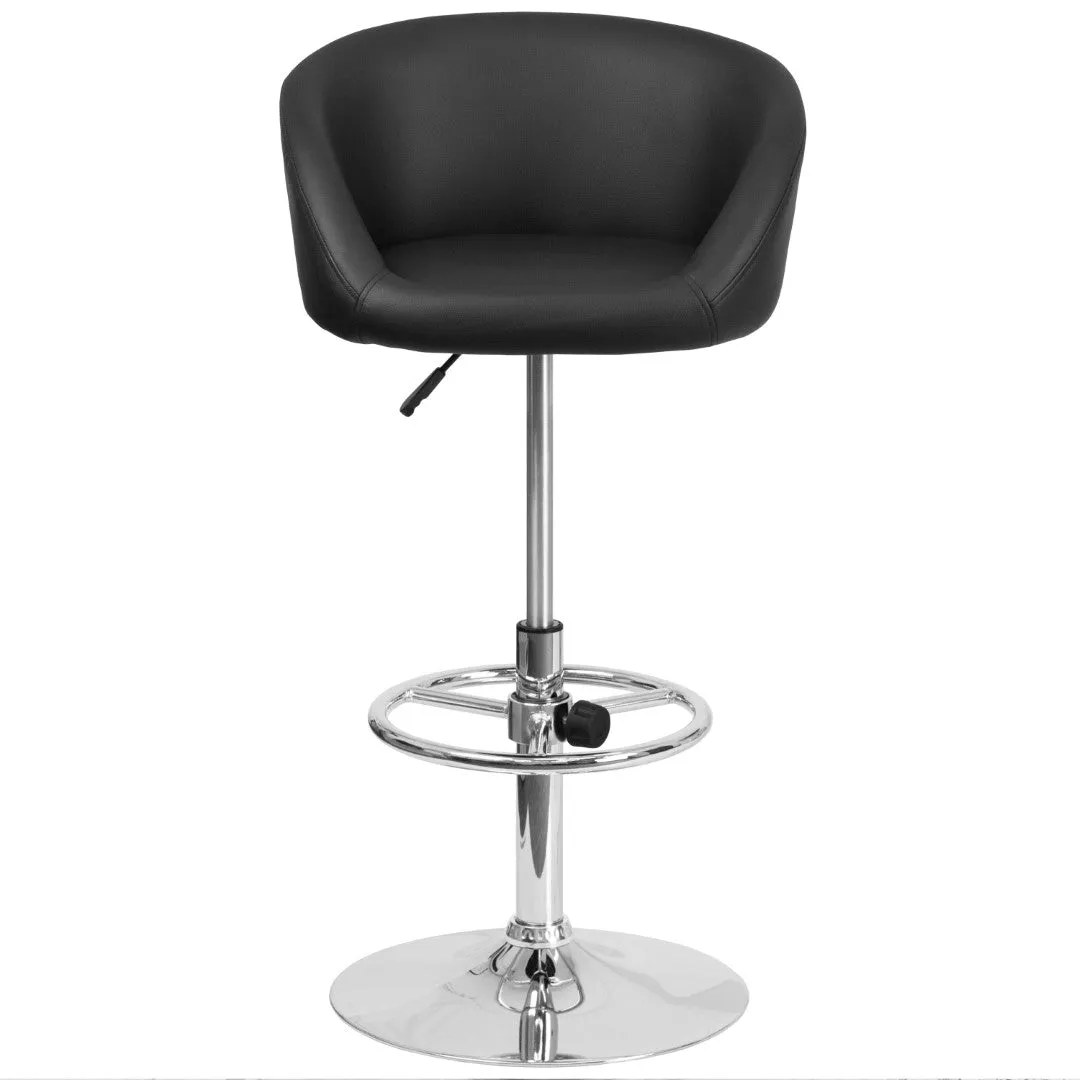 Adjusted DurangoModern Adjustable Height Barstool with Barrel Back, Chrome Base & Swivel Seat