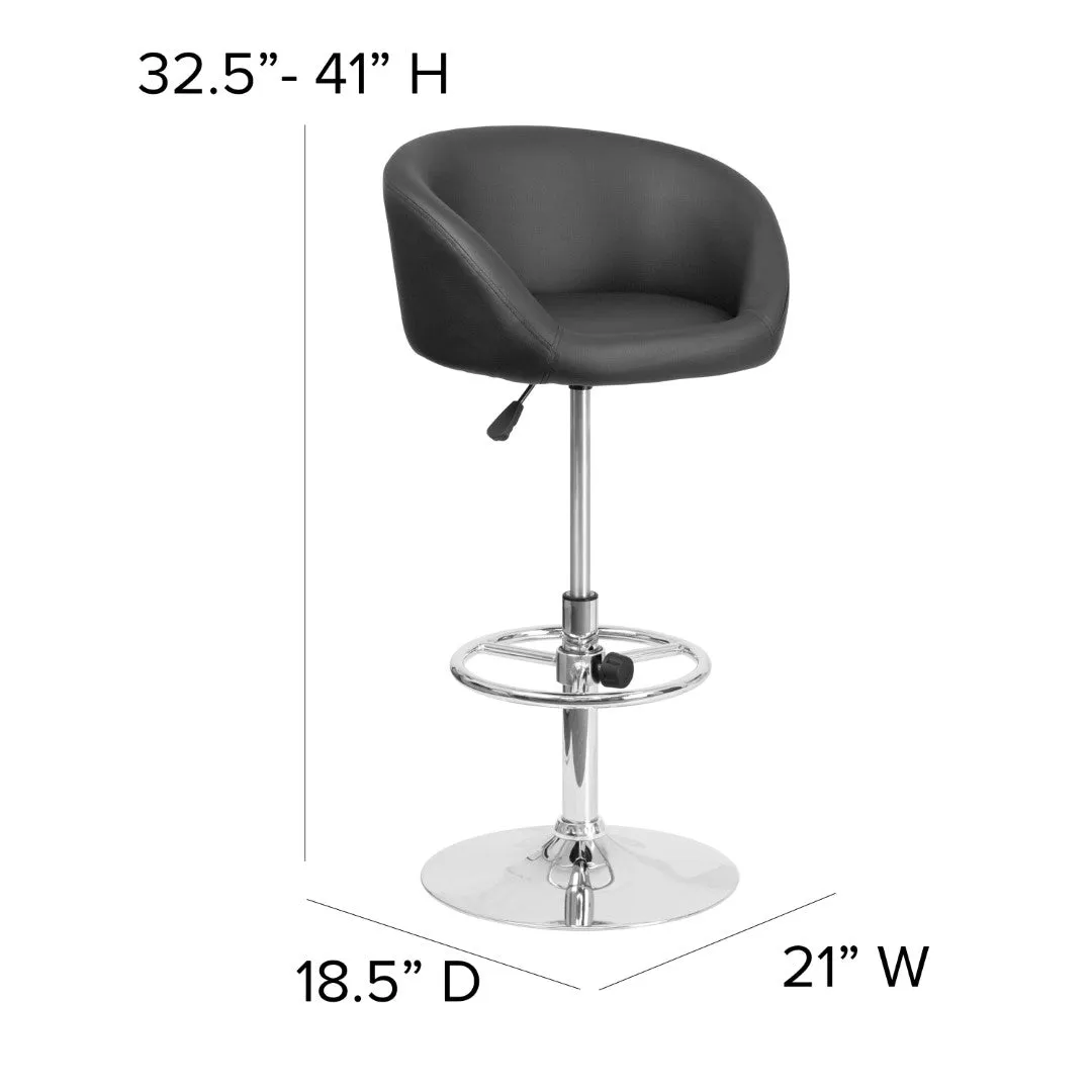 Adjusted DurangoModern Adjustable Height Barstool with Barrel Back, Chrome Base & Swivel Seat