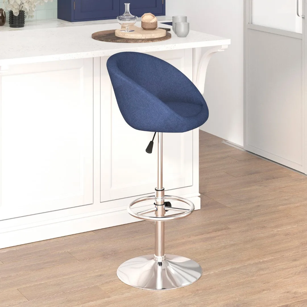 Adjusted DurangoModern Adjustable Height Barstool with Barrel Back, Chrome Base & Swivel Seat