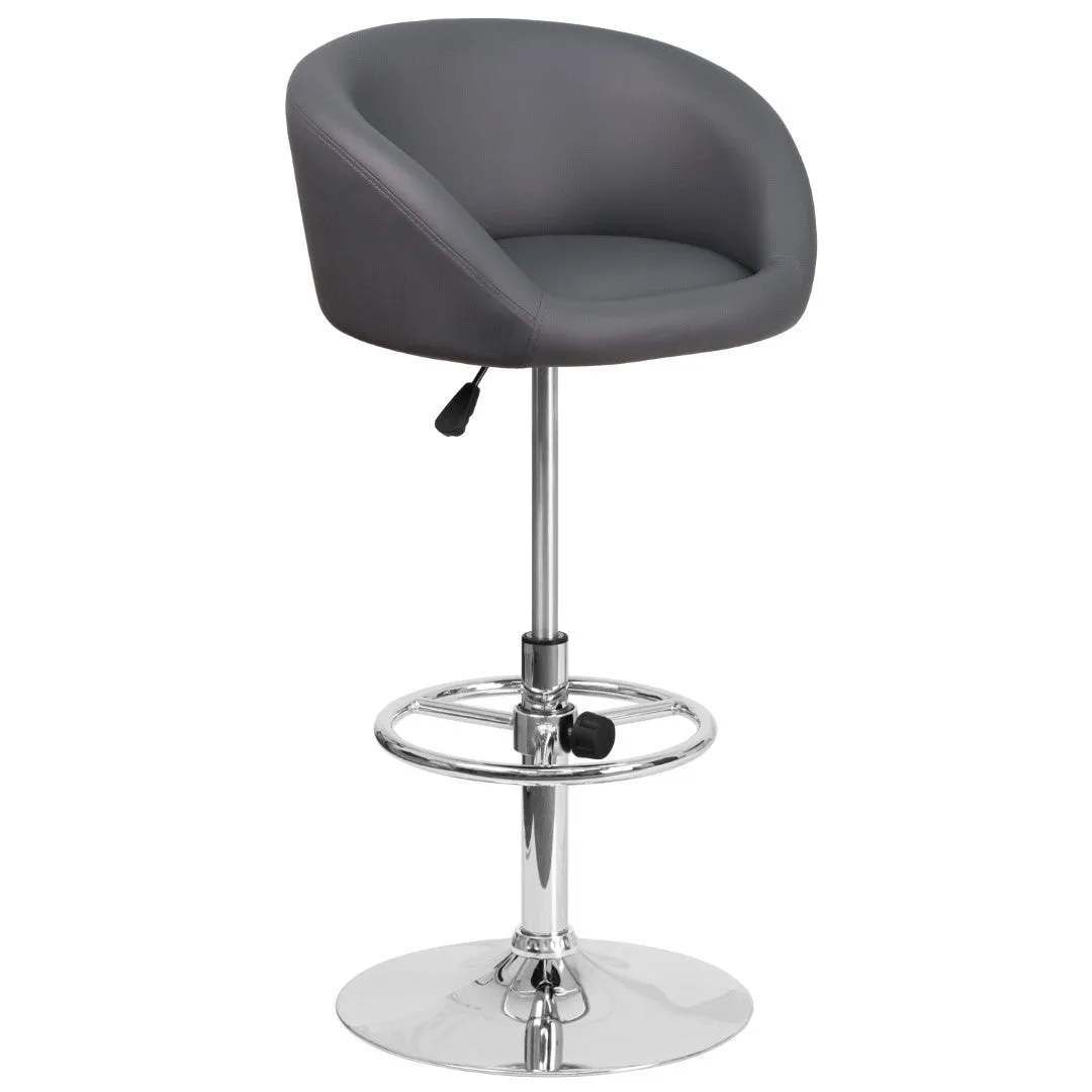 Adjusted DurangoModern Adjustable Height Barstool with Barrel Back, Chrome Base & Swivel Seat