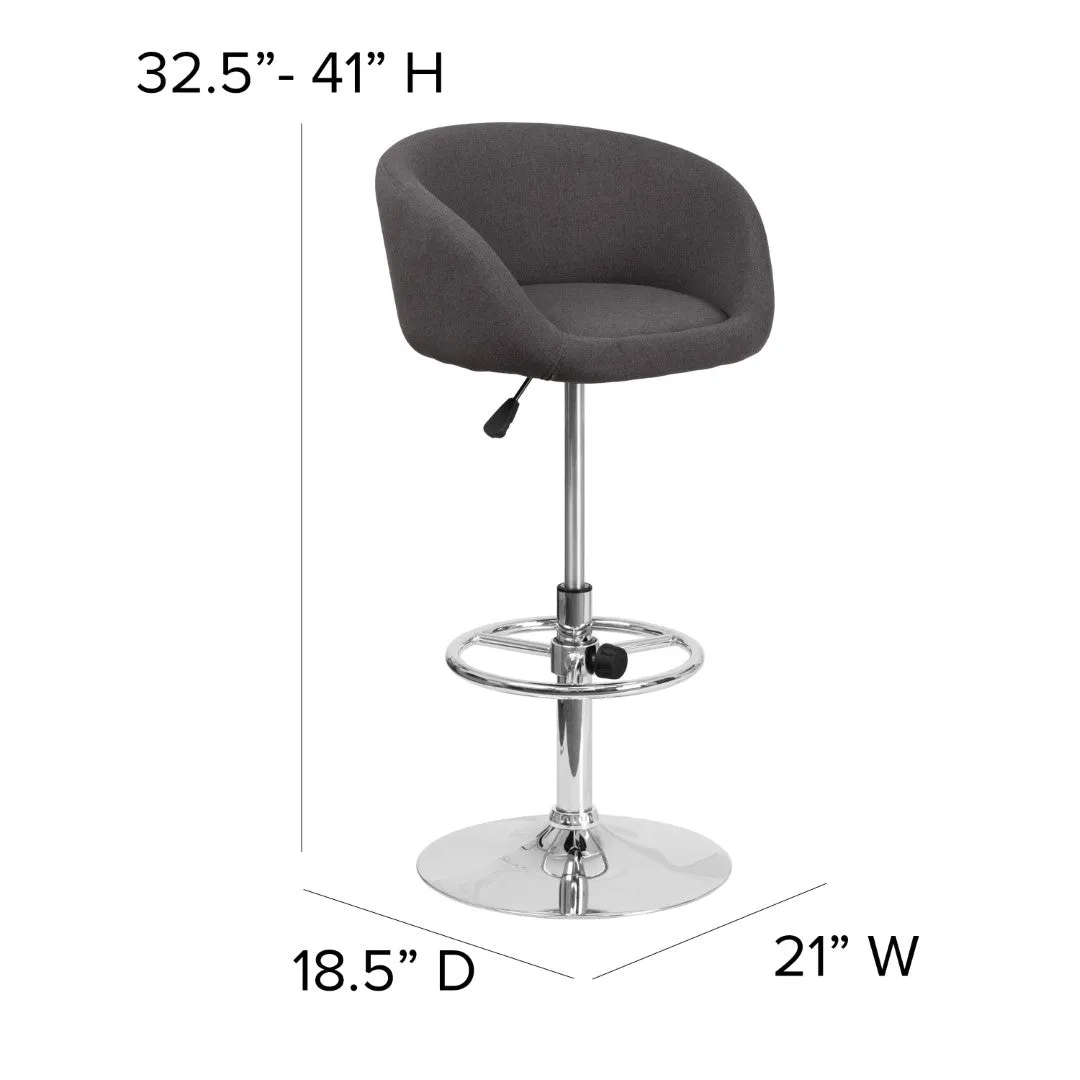 Adjusted DurangoModern Adjustable Height Barstool with Barrel Back, Chrome Base & Swivel Seat