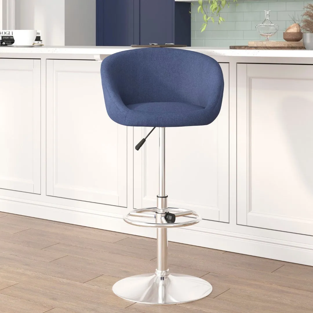 Adjusted DurangoModern Adjustable Height Barstool with Barrel Back, Chrome Base & Swivel Seat
