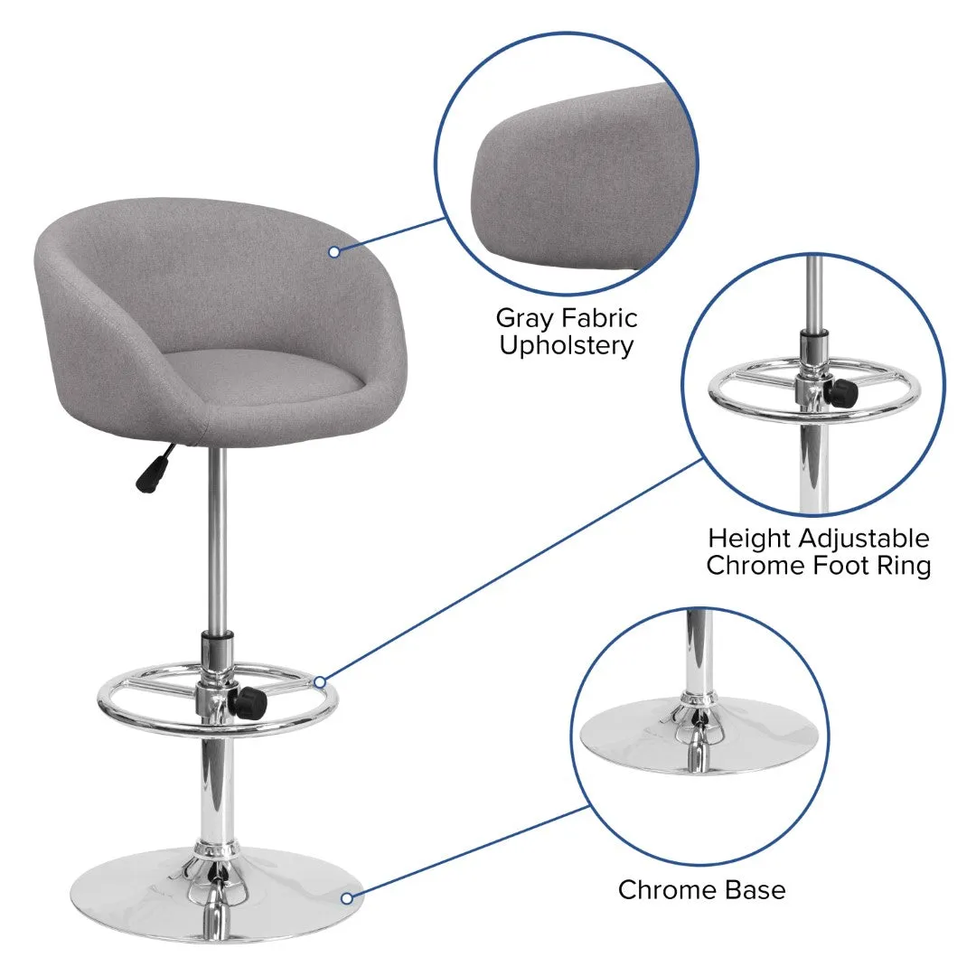 Adjusted DurangoModern Adjustable Height Barstool with Barrel Back, Chrome Base & Swivel Seat