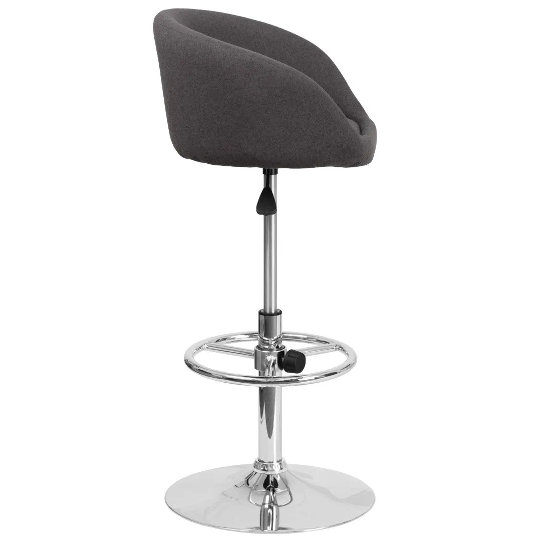 Adjusted DurangoModern Adjustable Height Barstool with Barrel Back, Chrome Base & Swivel Seat