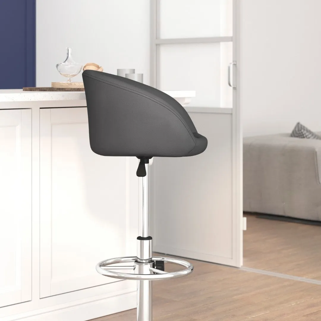 Adjusted DurangoModern Adjustable Height Barstool with Barrel Back, Chrome Base & Swivel Seat