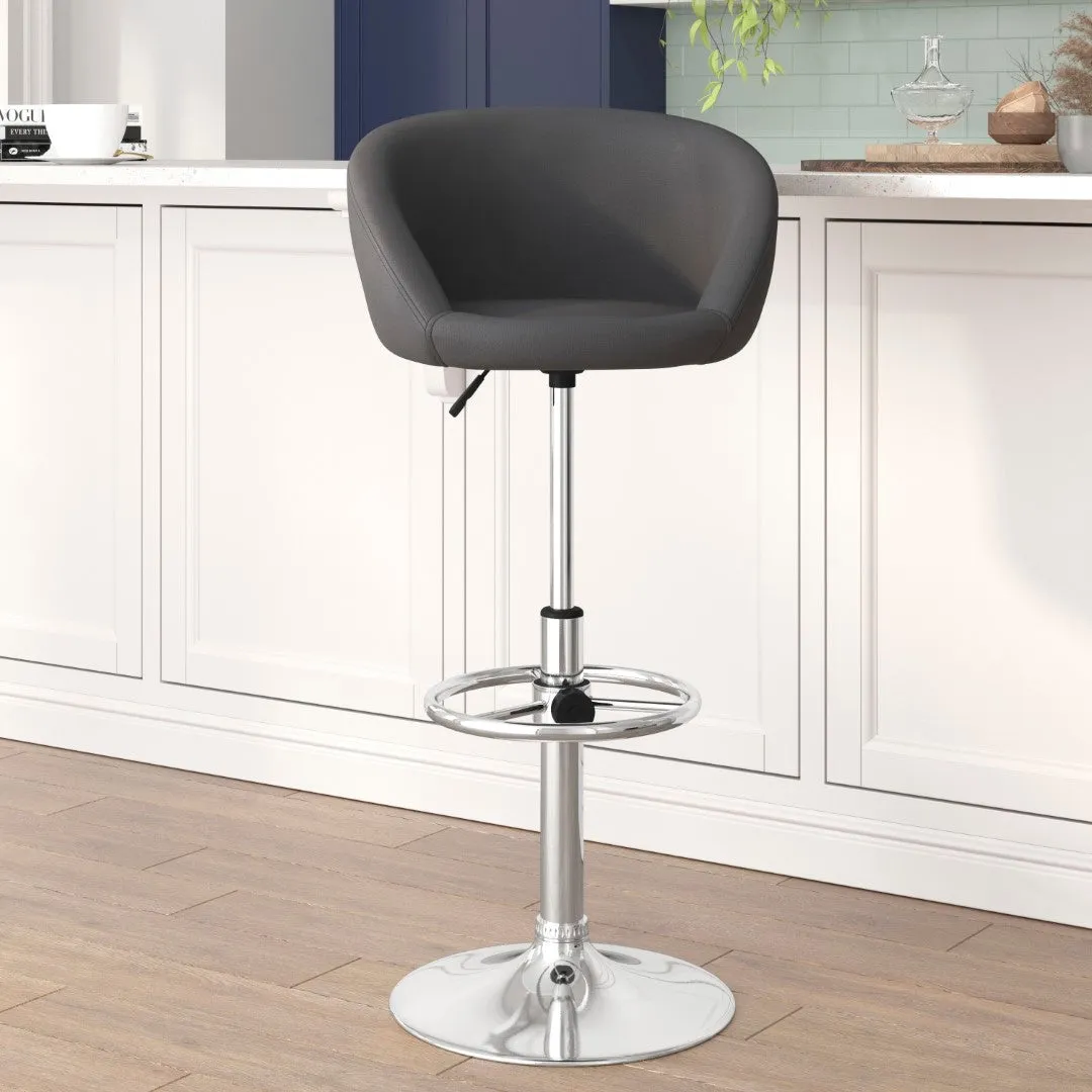 Adjusted DurangoModern Adjustable Height Barstool with Barrel Back, Chrome Base & Swivel Seat