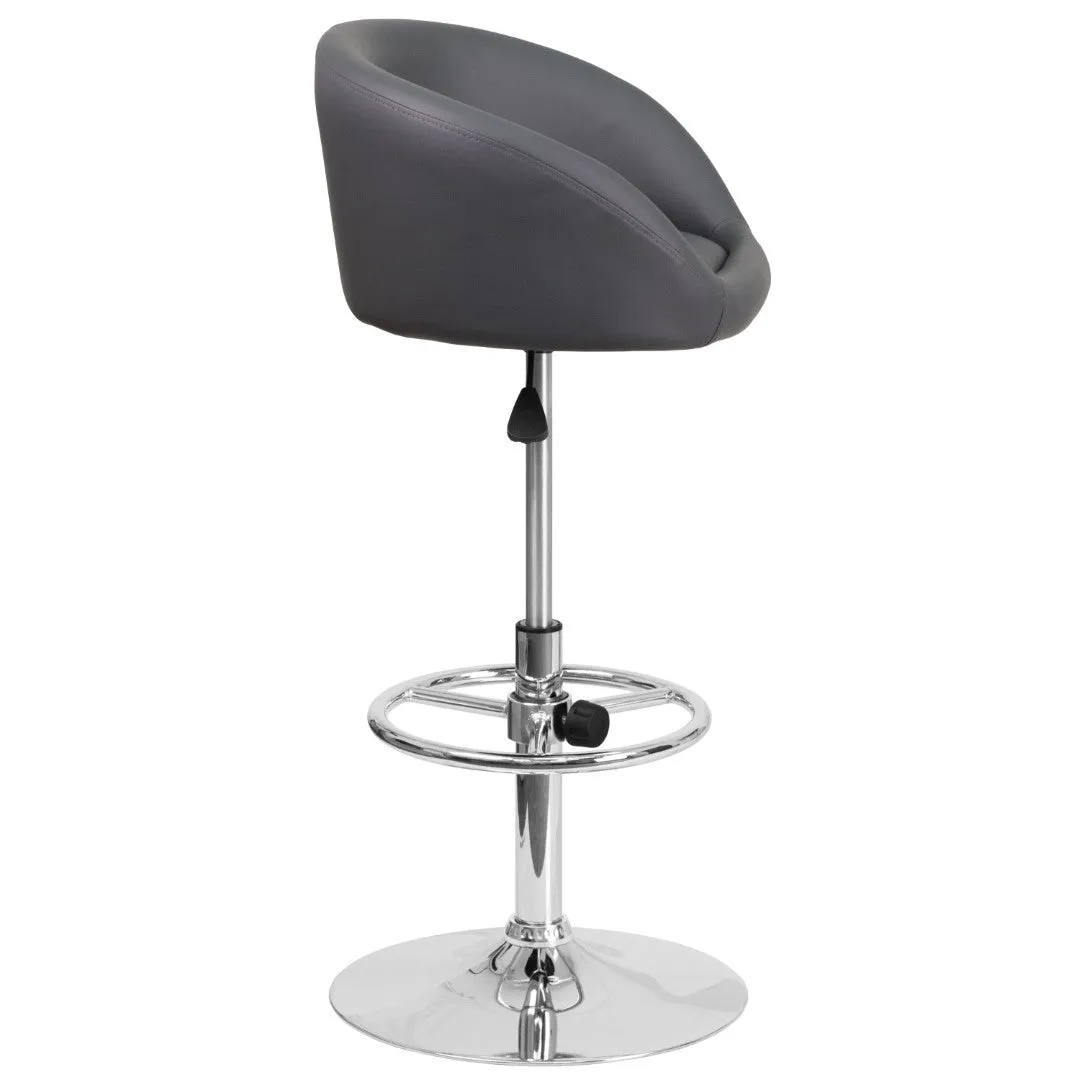 Adjusted DurangoModern Adjustable Height Barstool with Barrel Back, Chrome Base & Swivel Seat