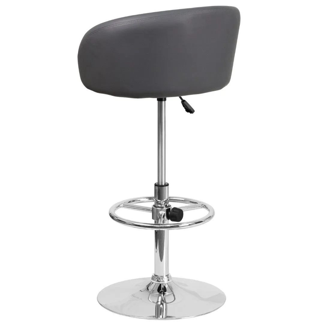Adjusted DurangoModern Adjustable Height Barstool with Barrel Back, Chrome Base & Swivel Seat