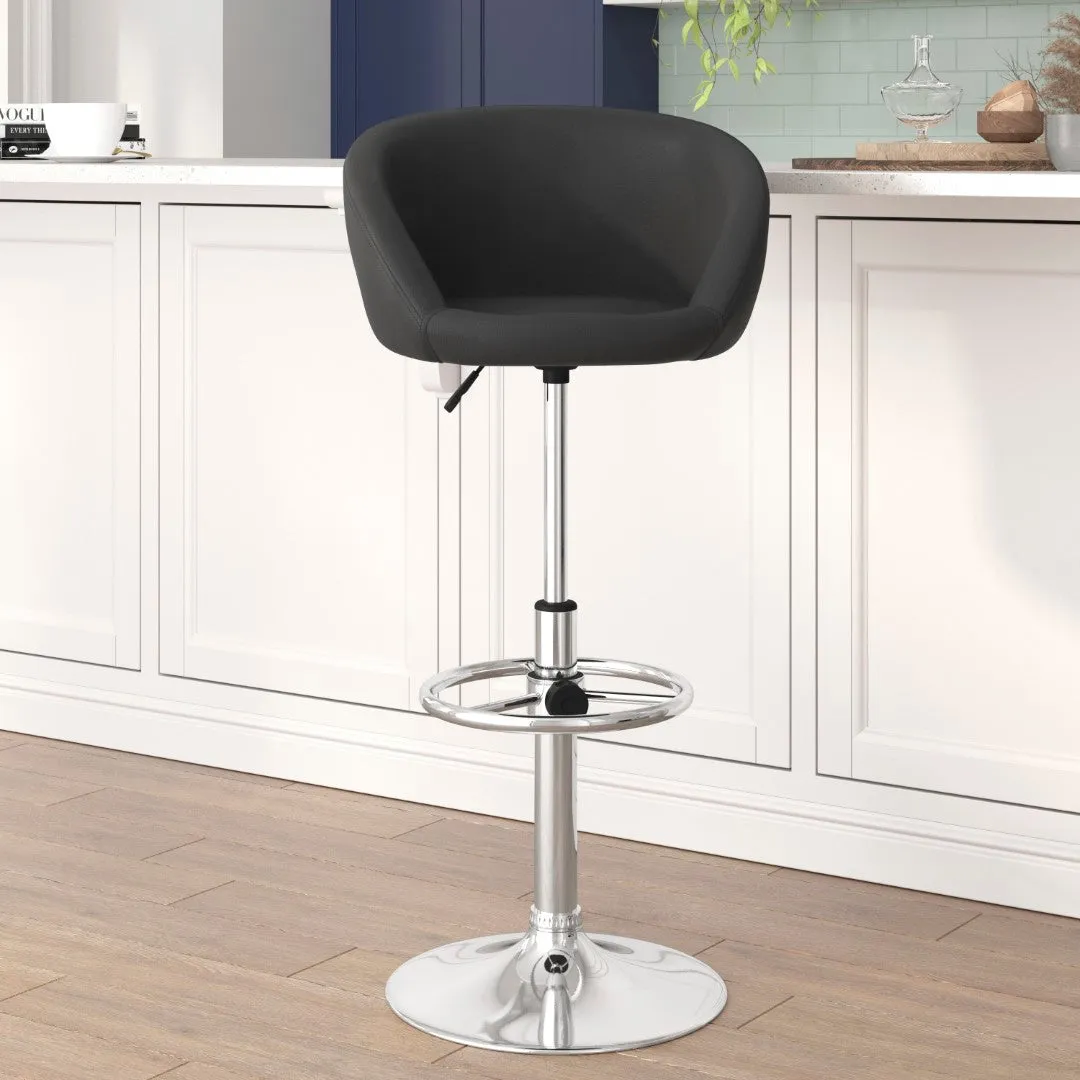 Adjusted DurangoModern Adjustable Height Barstool with Barrel Back, Chrome Base & Swivel Seat
