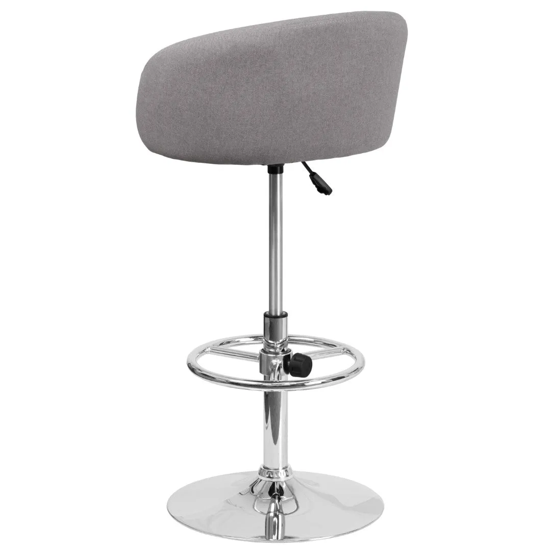 Adjusted DurangoModern Adjustable Height Barstool with Barrel Back, Chrome Base & Swivel Seat