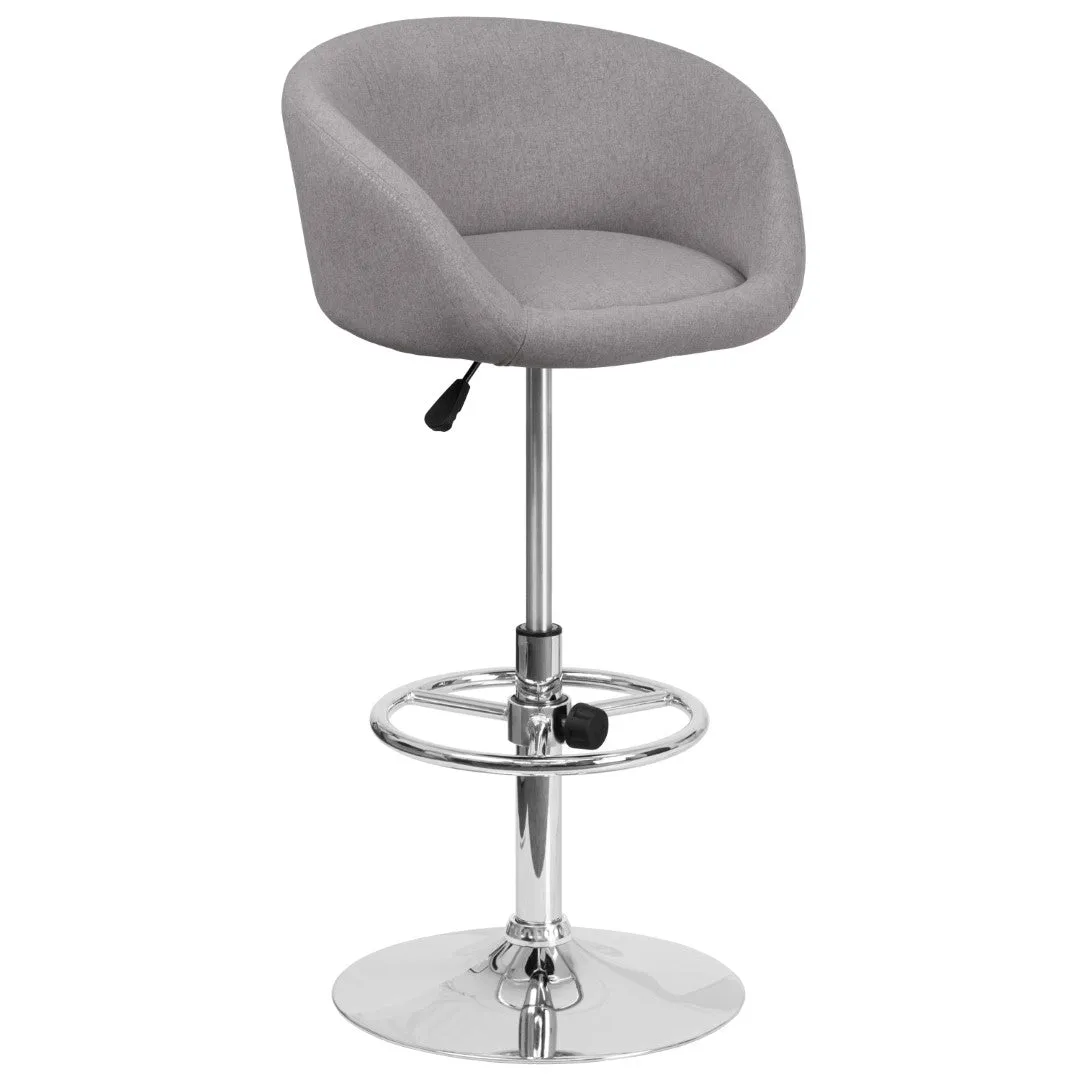 Adjusted DurangoModern Adjustable Height Barstool with Barrel Back, Chrome Base & Swivel Seat
