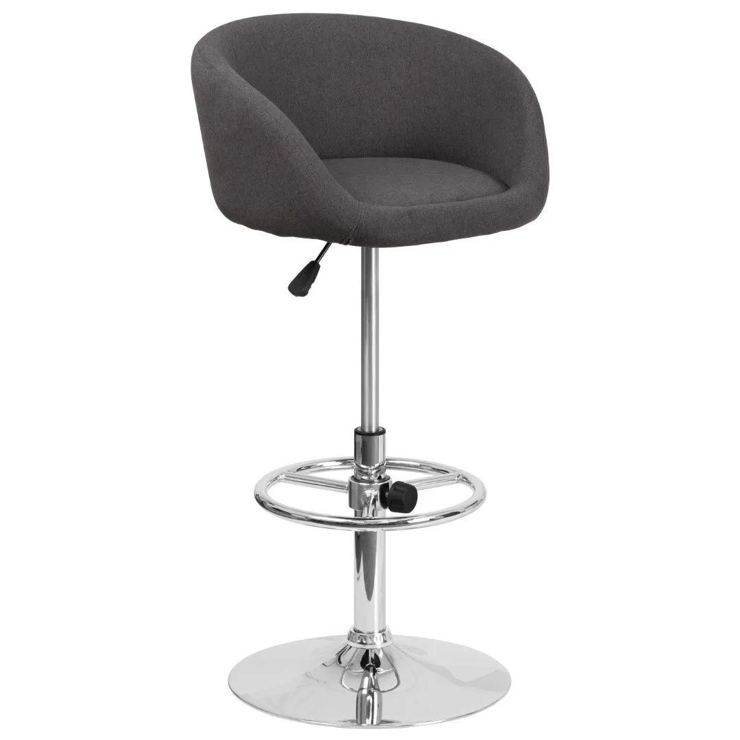 Adjusted DurangoModern Adjustable Height Barstool with Barrel Back, Chrome Base & Swivel Seat