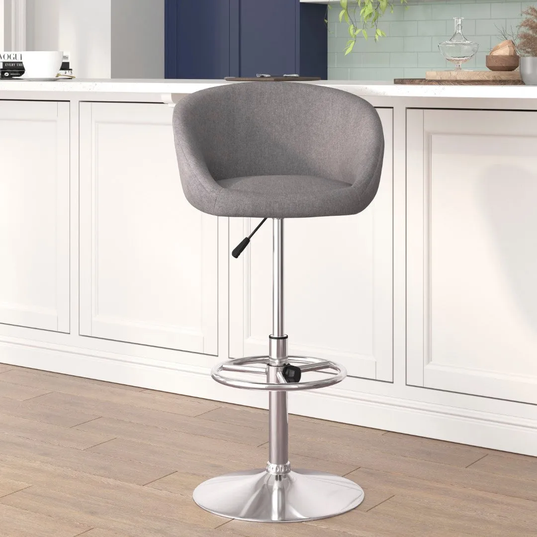 Adjusted DurangoModern Adjustable Height Barstool with Barrel Back, Chrome Base & Swivel Seat