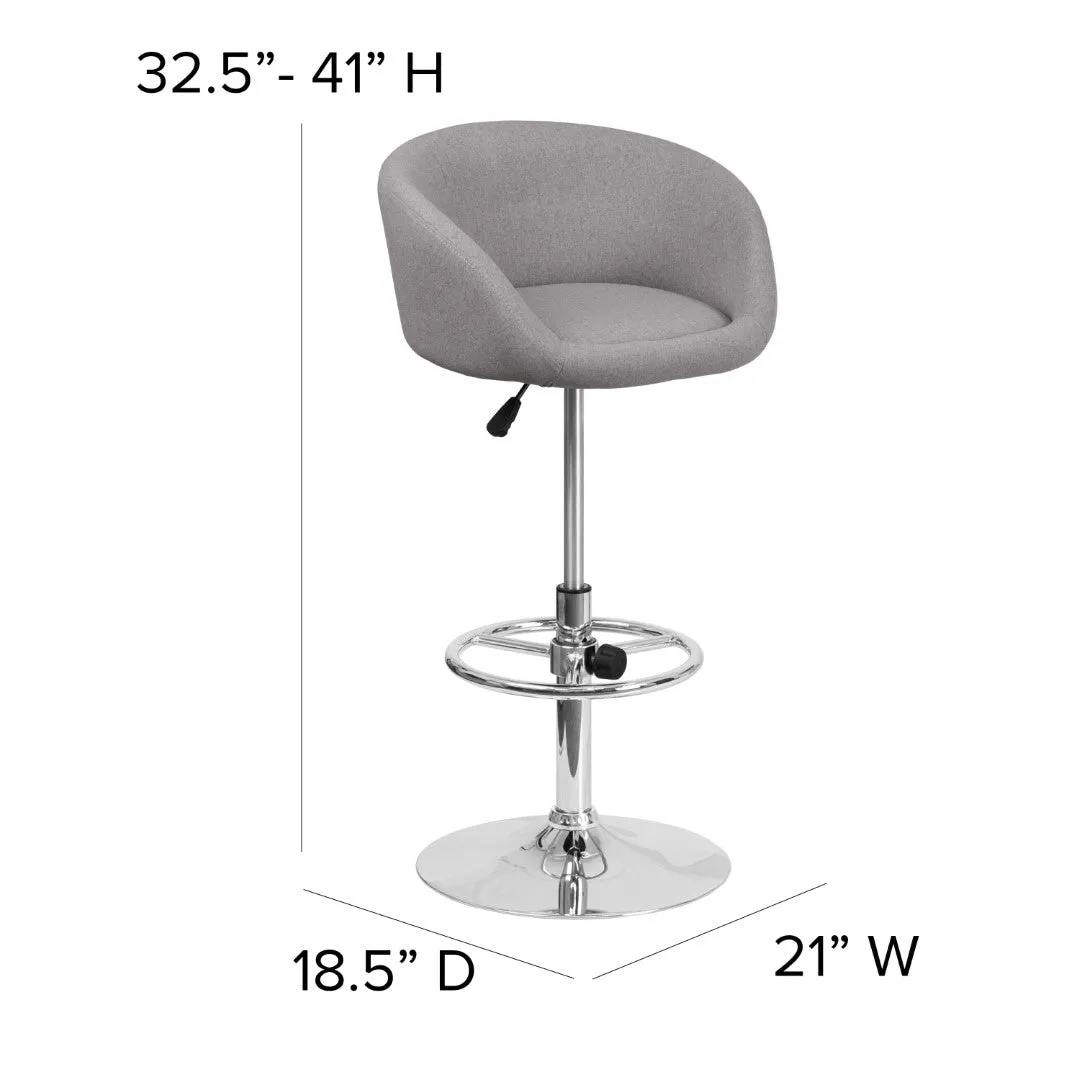 Adjusted DurangoModern Adjustable Height Barstool with Barrel Back, Chrome Base & Swivel Seat