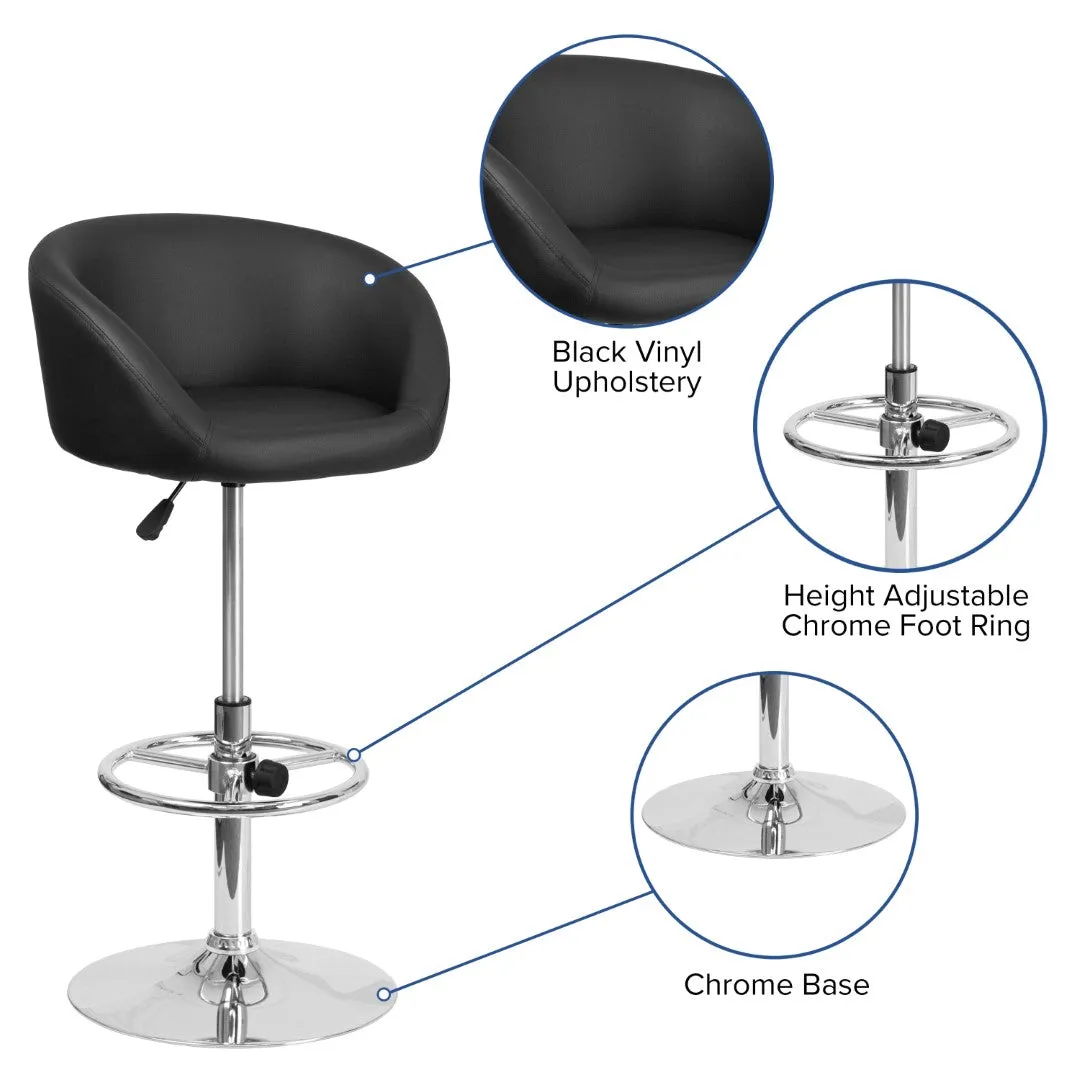 Adjusted DurangoModern Adjustable Height Barstool with Barrel Back, Chrome Base & Swivel Seat