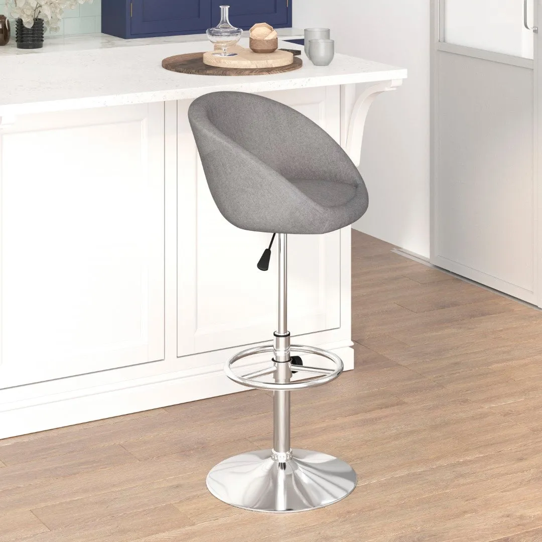 Adjusted DurangoModern Adjustable Height Barstool with Barrel Back, Chrome Base & Swivel Seat