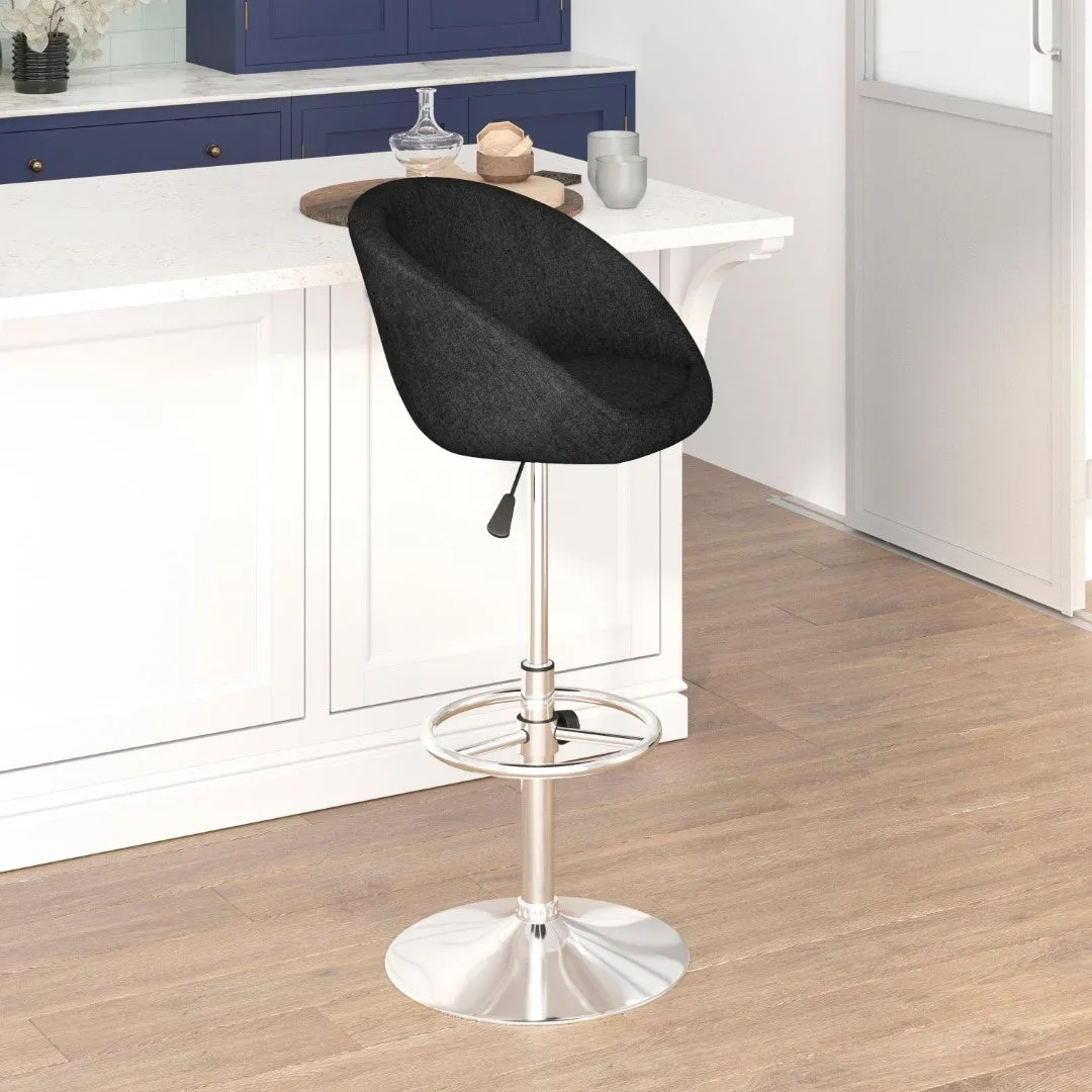 Adjusted DurangoModern Adjustable Height Barstool with Barrel Back, Chrome Base & Swivel Seat
