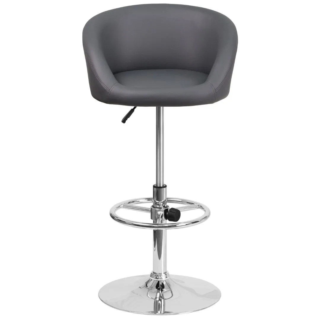 Adjusted DurangoModern Adjustable Height Barstool with Barrel Back, Chrome Base & Swivel Seat