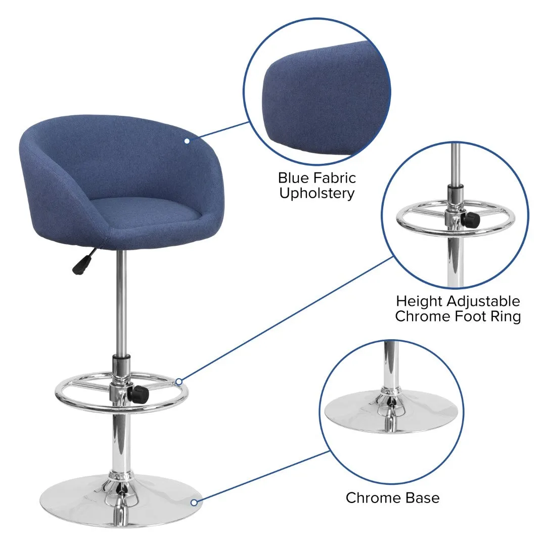 Adjusted DurangoModern Adjustable Height Barstool with Barrel Back, Chrome Base & Swivel Seat