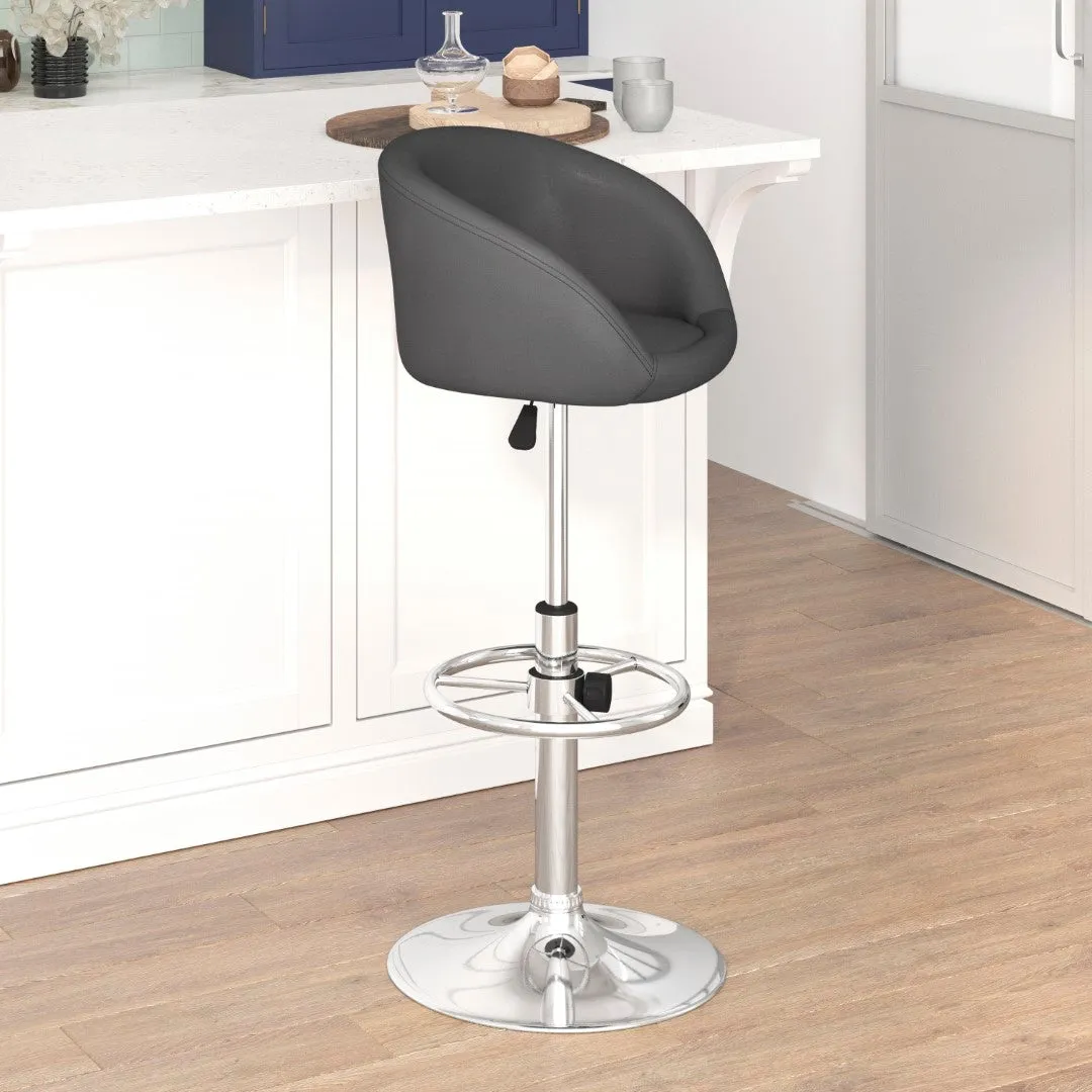 Adjusted DurangoModern Adjustable Height Barstool with Barrel Back, Chrome Base & Swivel Seat