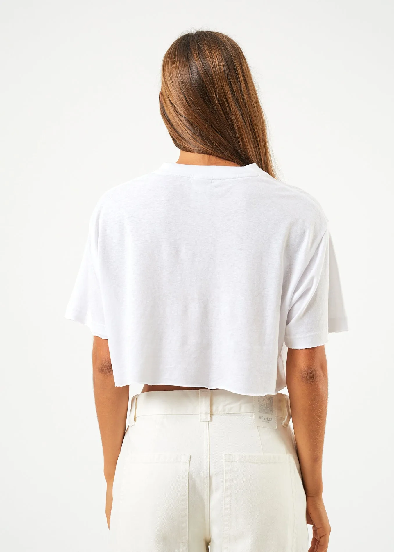 AFENDS Womens Electric Slay Cropped - Oversized T-Shirt - White