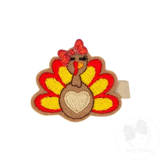 Alligator Clip | Embroidered Turkey | Wee Ones