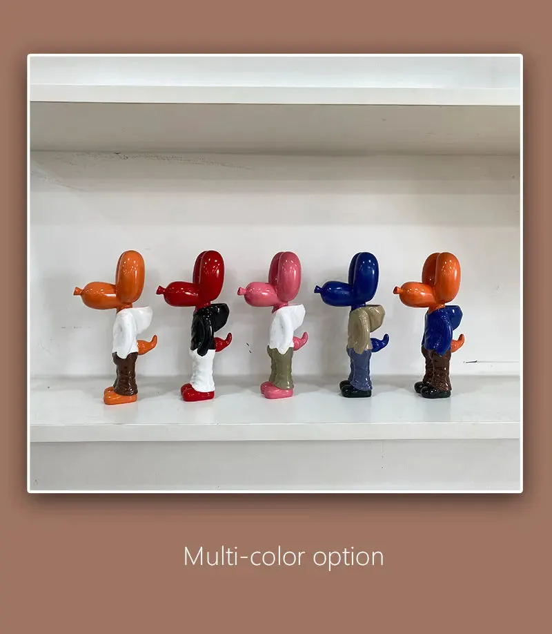 Anyhouz Home Figurine Balloon Dog Statue Blue 7inch Street Art Resin for Living Room Desktop Decoration Accessories Gifts