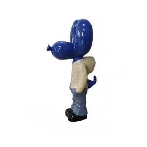 Anyhouz Home Figurine Balloon Dog Statue Blue 7inch Street Art Resin for Living Room Desktop Decoration Accessories Gifts