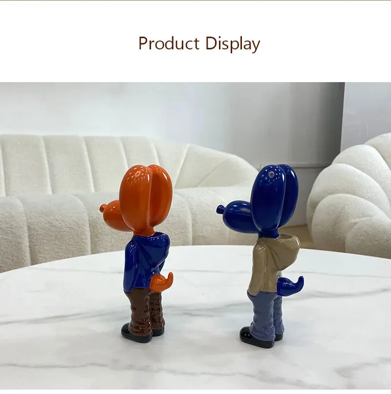 Anyhouz Home Figurine Balloon Dog Statue Blue 7inch Street Art Resin for Living Room Desktop Decoration Accessories Gifts