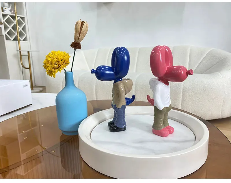 Anyhouz Home Figurine Balloon Dog Statue Blue 7inch Street Art Resin for Living Room Desktop Decoration Accessories Gifts