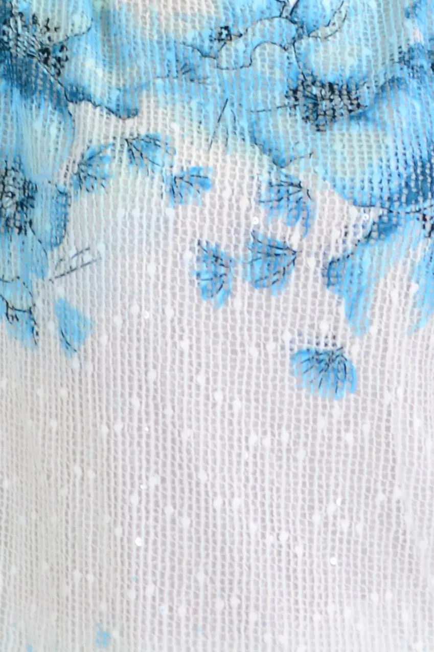 Aqua Floral Net Tunic Top