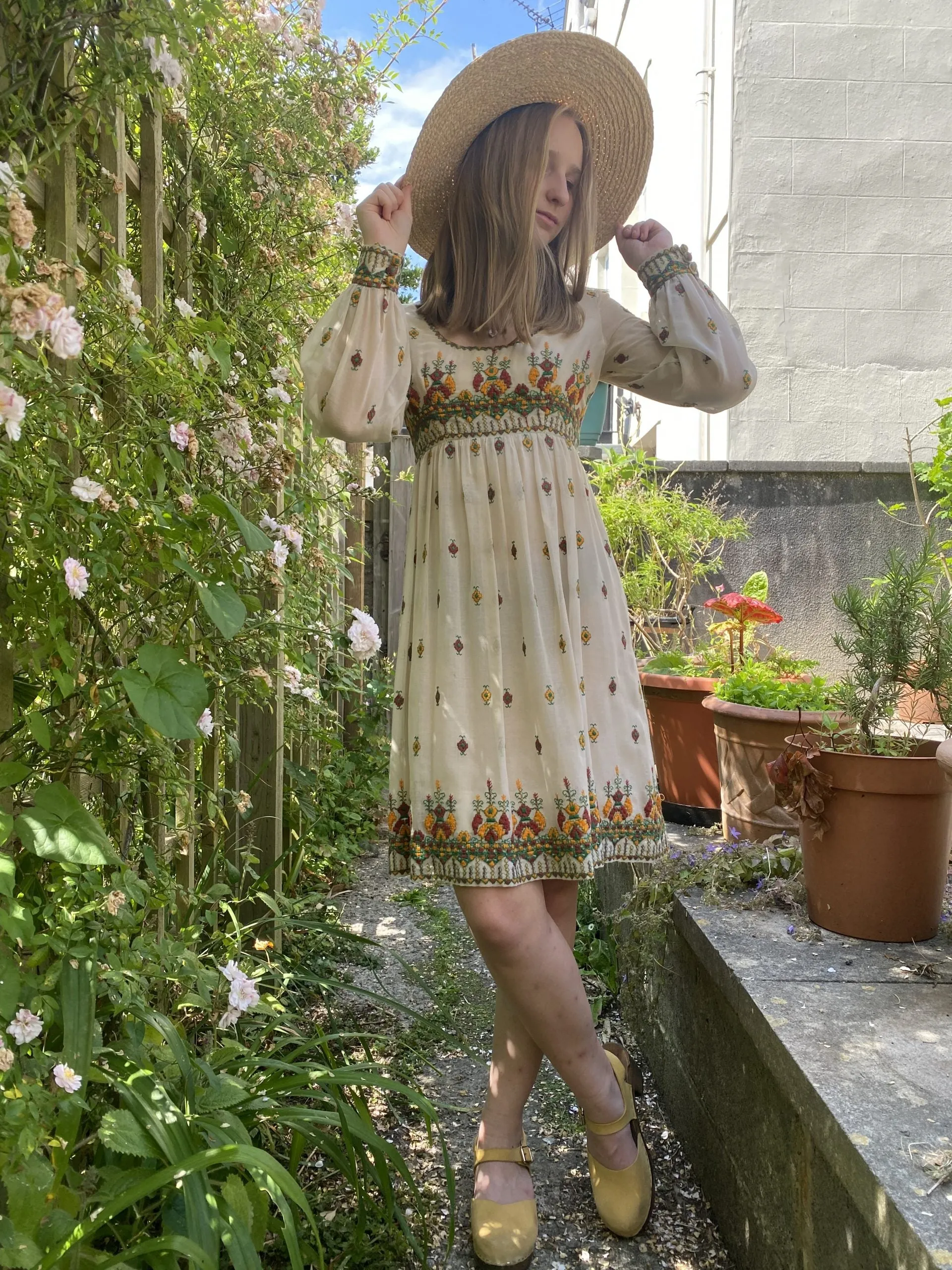 Beautiful 1970s Embroidered Folk Dress