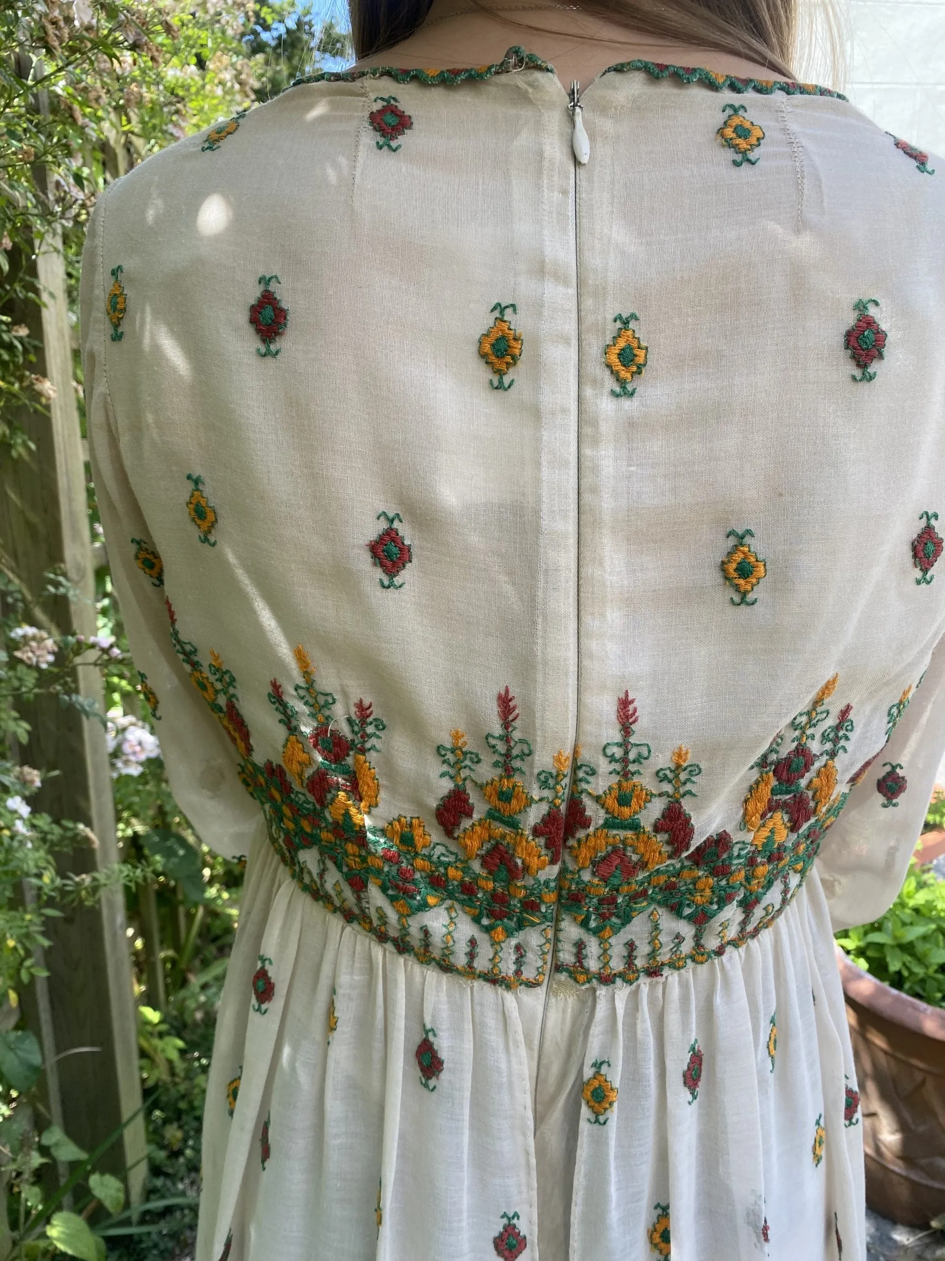 Beautiful 1970s Embroidered Folk Dress