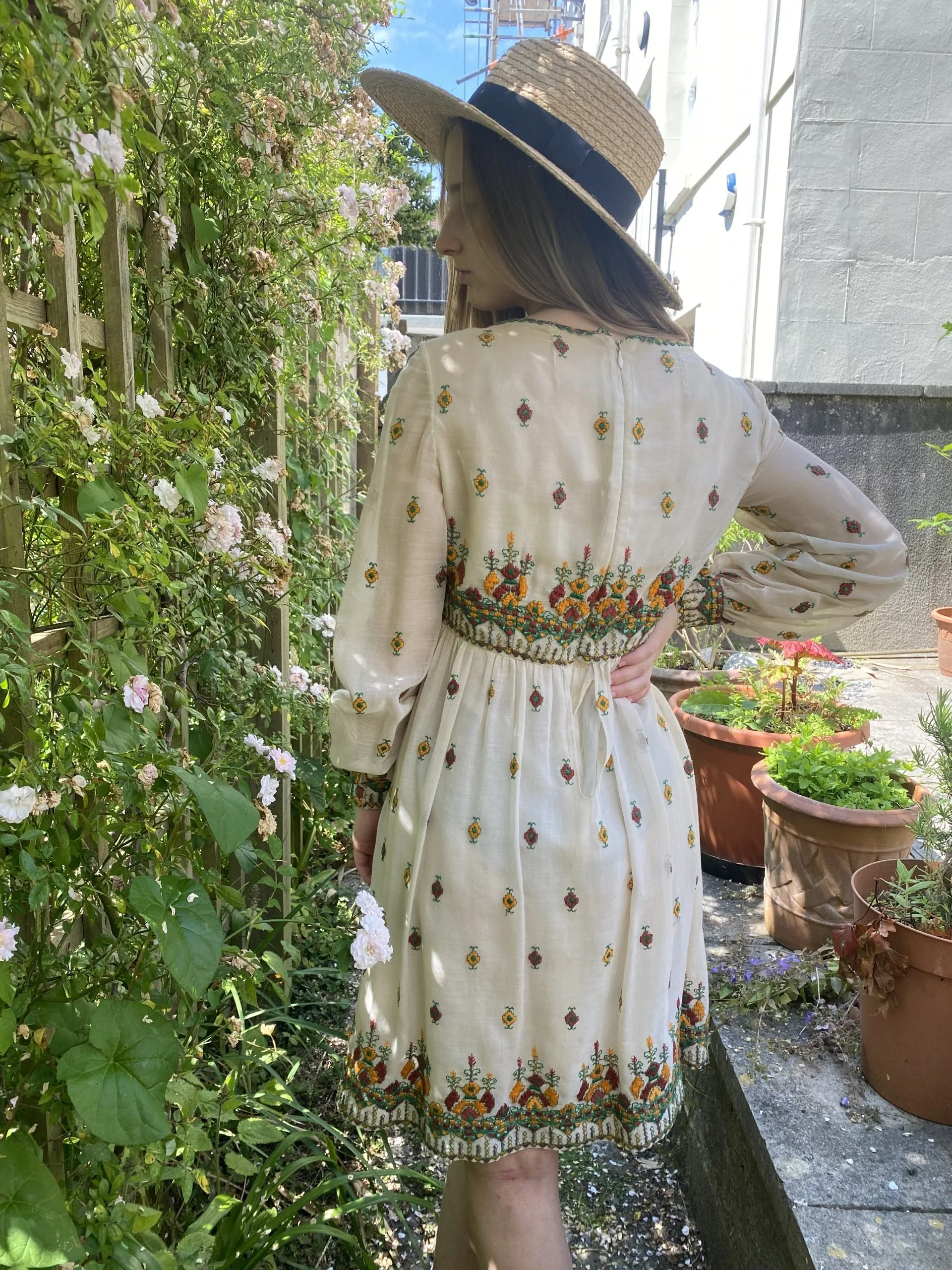 Beautiful 1970s Embroidered Folk Dress