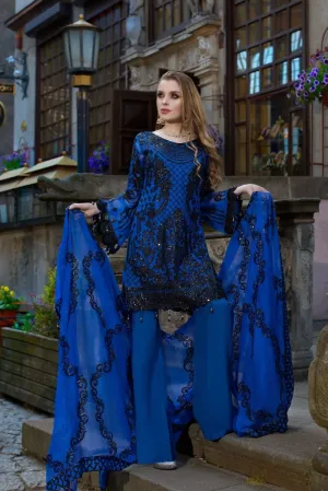 Beautiful Pakistani designer blue sequins embroidered dress # P2315