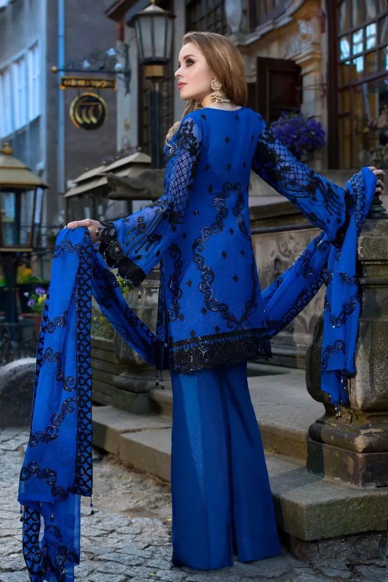 Beautiful Pakistani designer blue sequins embroidered dress # P2315