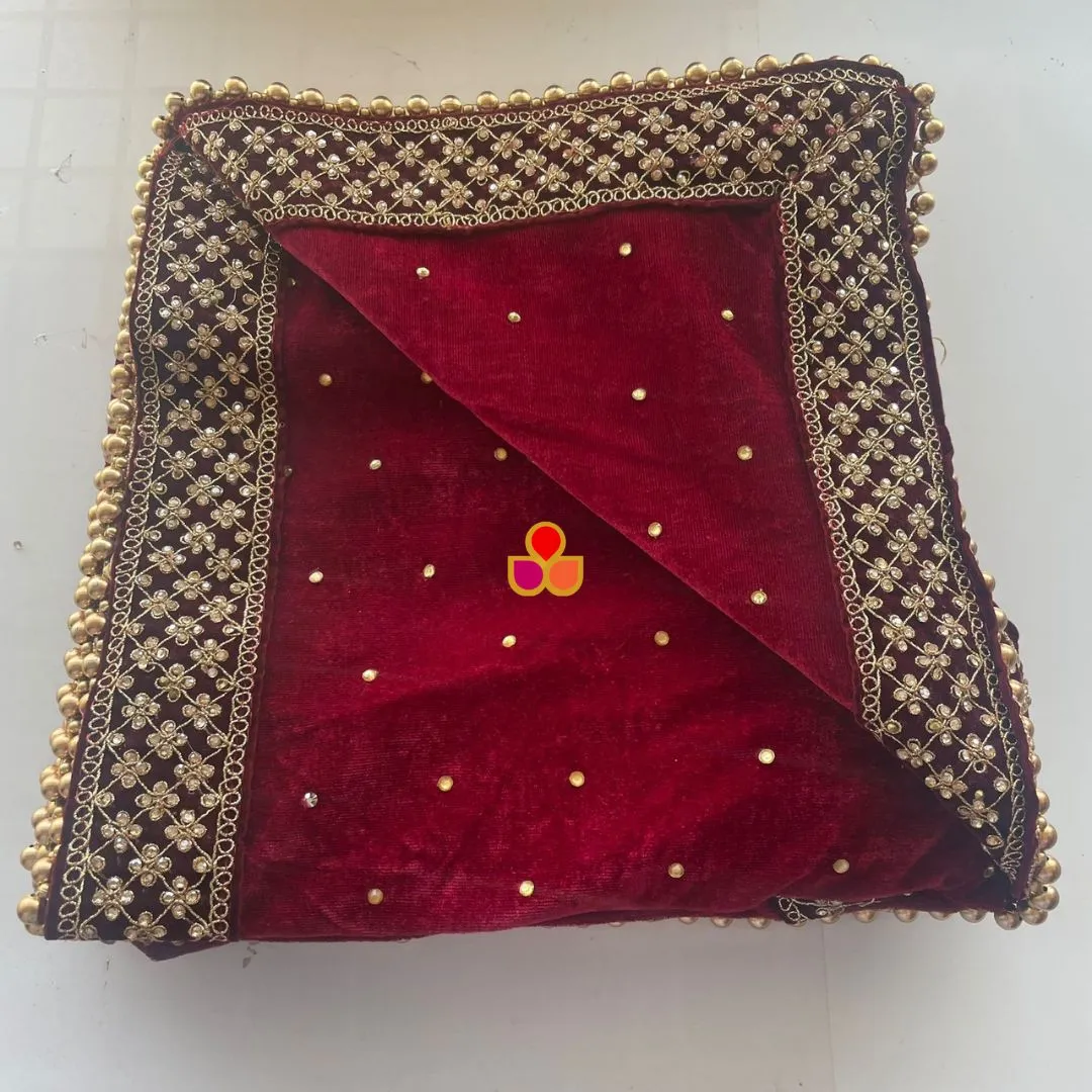 Bridal Firdaus Maroon Embroidered Stone Velvet Dupatta
