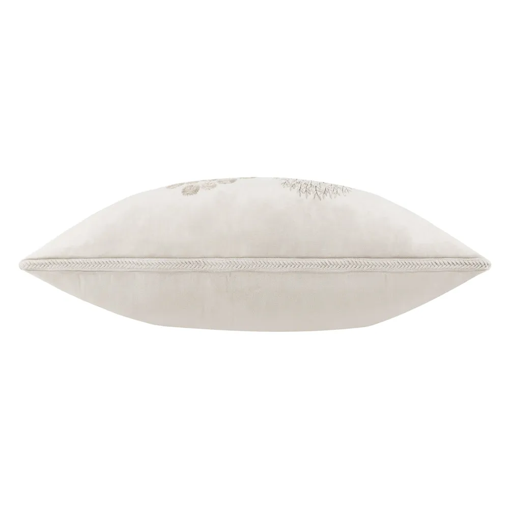 Brook Embroidered Velvet Cushion Linen