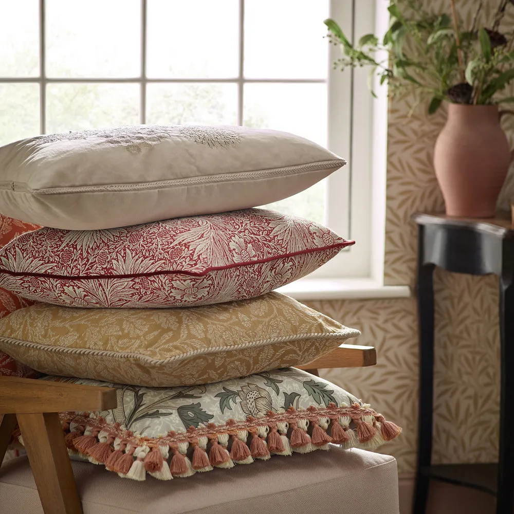 Brook Embroidered Velvet Cushion Linen