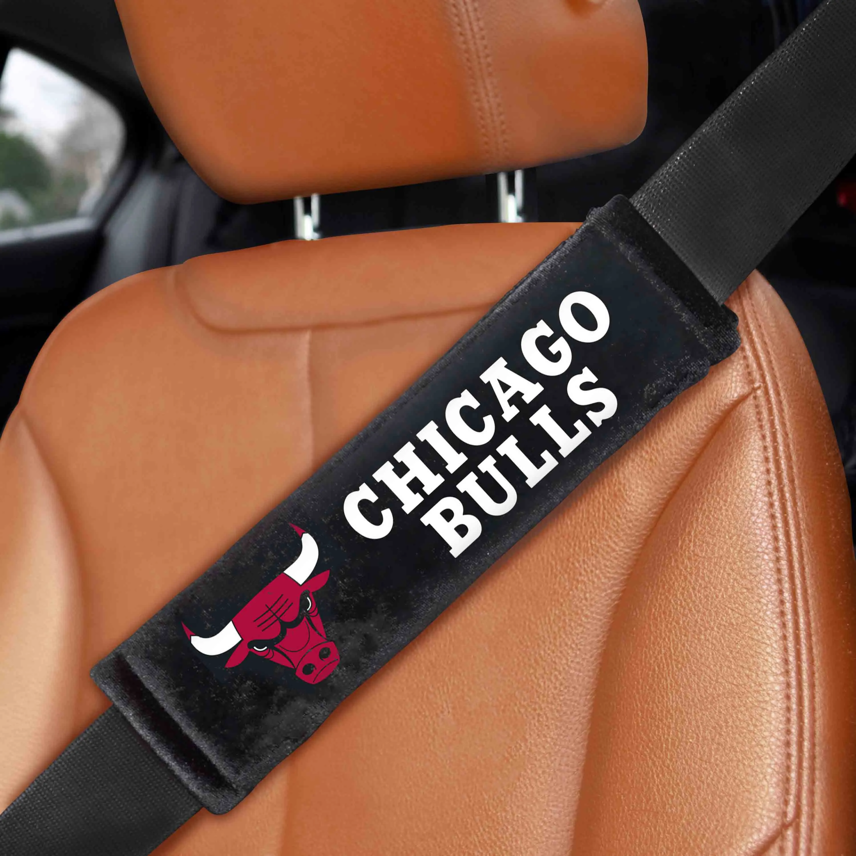 Chicago Bulls Embroidered Seatbelt Pad - 2 Pieces