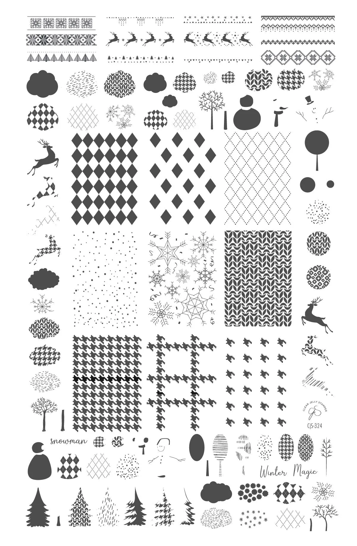 CjS-324 - Patterned Winter | Clear Jelly Stamping Plate