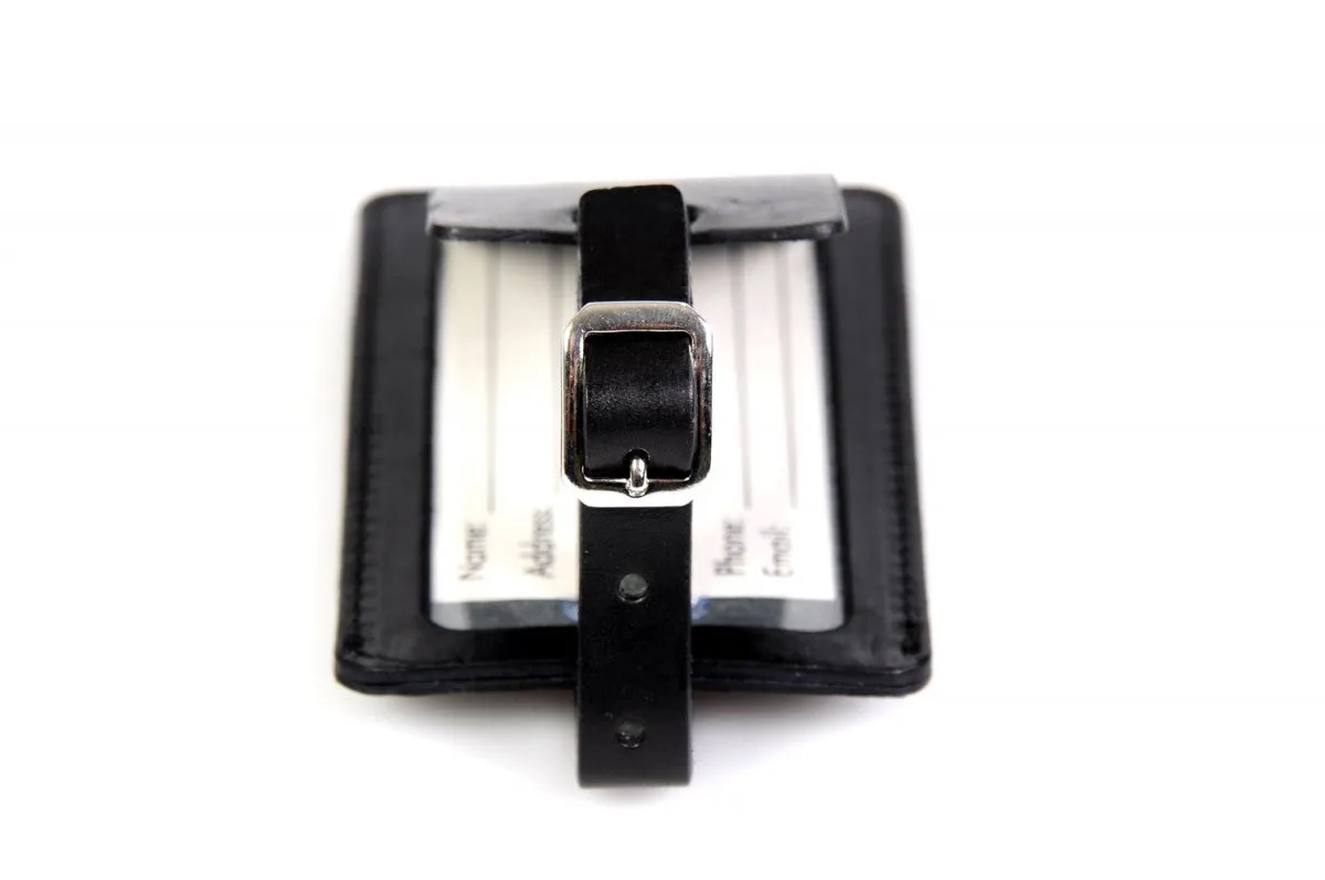 Contemporary Leather Luggage Tag - Onyx Black