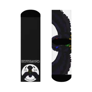 Crowgodshi First Generation Limited Edition Black Socks, WHITE LOGO